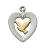 (L653) Ss Tutone Heart W/dove 18"Ch&b - Unique Catholic Gifts