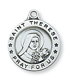 Sterling Silver St Therese Medal (5/8