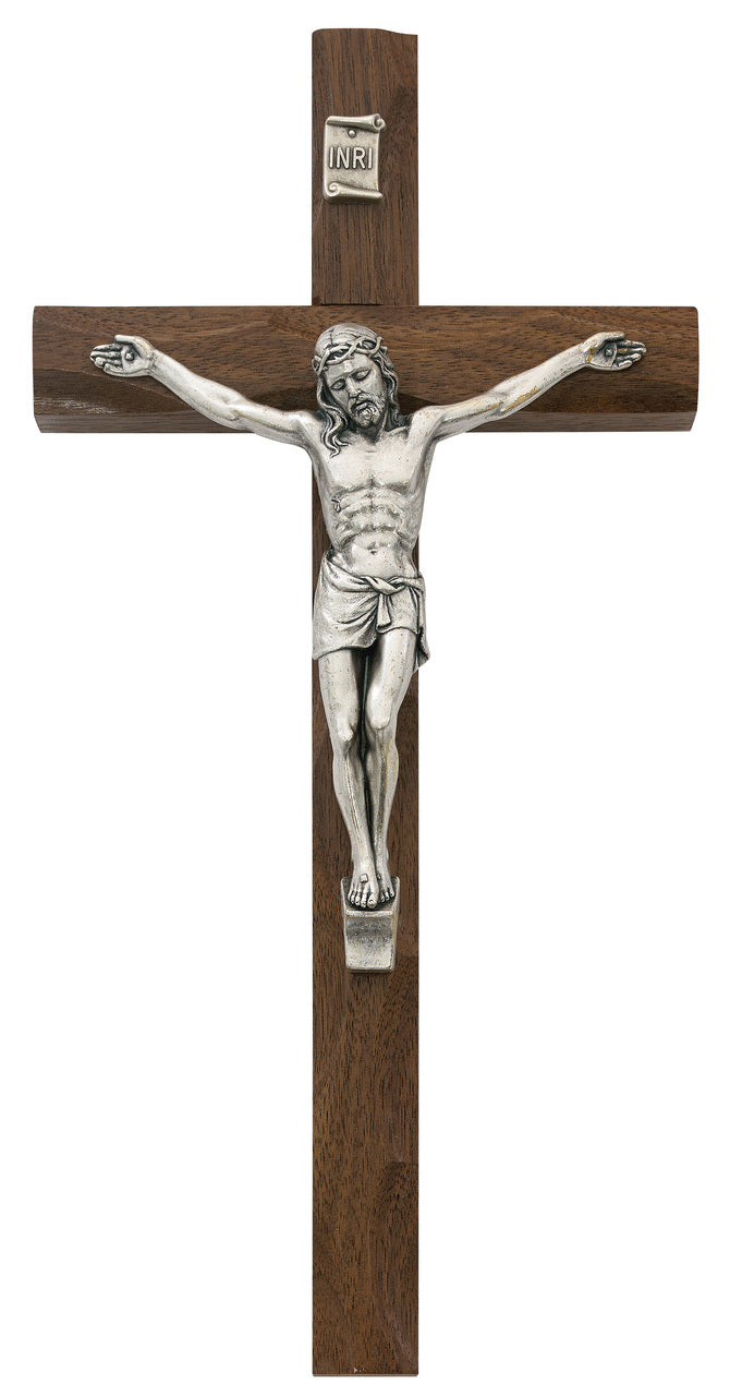 (80-38) 10" Carved Walnut Crucifix - Unique Catholic Gifts