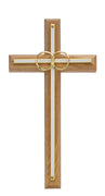 (71-11) 8" Oak & White Wed Cross - Unique Catholic Gifts