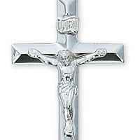 (L8011)Sterling Silver Crucifix 24" Chain and Box - Unique Catholic Gifts