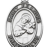 Sterling Silver St Francis of Assisi( 1 1/16" on 24" chain - Unique Catholic Gifts