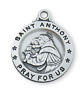 Sterling Silver St Anthony Medal  5/8 on 18" Chain - Unique Catholic Gifts