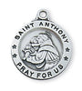 Sterling Silver St Anthony Medal  5/8 on 18" Chain - Unique Catholic Gifts