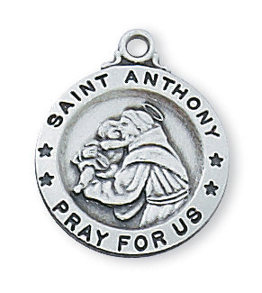 Sterling Silver St Anthony Medal  5/8 on 18