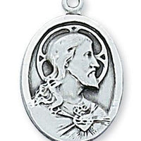 Sterling Silver Scapular Medal (3/4") on 20" chain - Unique Catholic Gifts