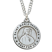 (L600fa) Sterling Silver St Maria Faustina 20" Chain & Box - Unique Catholic Gifts