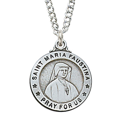 (L600fa) Sterling Silver St Maria Faustina 20