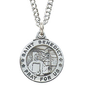 (L600bn) Sterling Silver St. Benedict 20" Chain & Box - Unique Catholic Gifts
