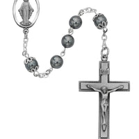 (603df) 7mm Imitation Hematite Rosary - Unique Catholic Gifts