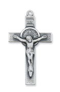 Sterling Silver St. Benedict Crucifix (1 3/4") on 24" chain - Unique Catholic Gifts