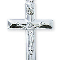 (L8010)Sterling Silver Crucifix 18"  Chain & Box - Unique Catholic Gifts