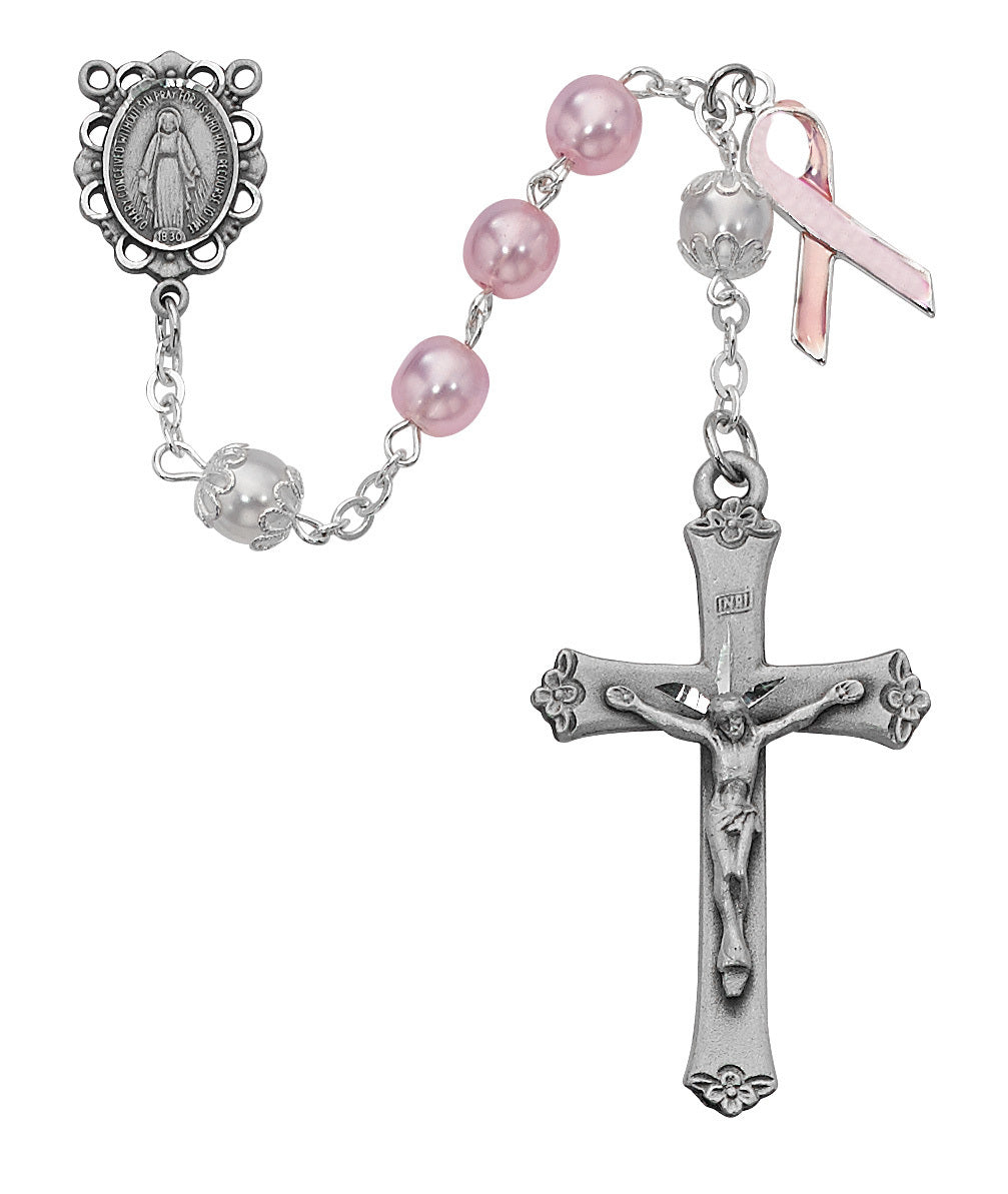 (791lf) Ss 7mm Pink Pearl Cancer Rsry - Unique Catholic Gifts