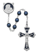 7mm Dark Blue Rosary with Blue Enamel Cross and Center Piece - Unique Catholic Gifts