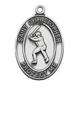 (L675bs-ap) Ss Baseball Medal 24"Ch No Box - Unique Catholic Gifts