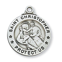 (L600ch) Sterling Silver St. Christopher 20" Chain & Box - Unique Catholic Gifts