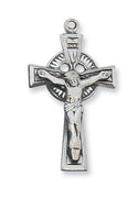 (L9029)  Sterling Silver  Small Crucifix 18" Chain and Box - Unique Catholic Gifts