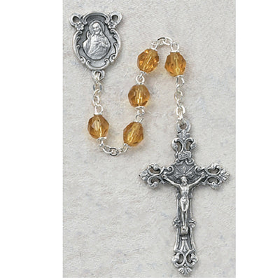(875-tog) 6mm Topaz/november Rosary - Unique Catholic Gifts