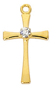 (J9208) G/ss Cross W/ Crystal 18" Ch & - Unique Catholic Gifts