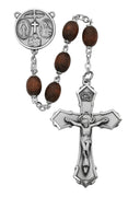 (139d-brf) 6x8mm Brown Wood Oval Rosary - Unique Catholic Gifts