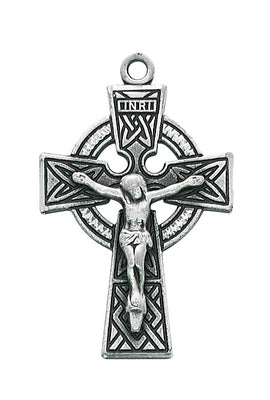 (L9030) Ss Celtic Crucifix 24 Ch &