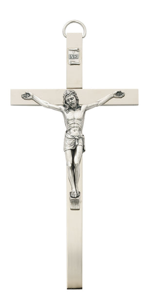(79-42) 8" Flat Silver Crucifix - Unique Catholic Gifts