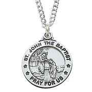 St John the Baptist Medal Sterling Silver 3/4" - Unique Catholic Gifts