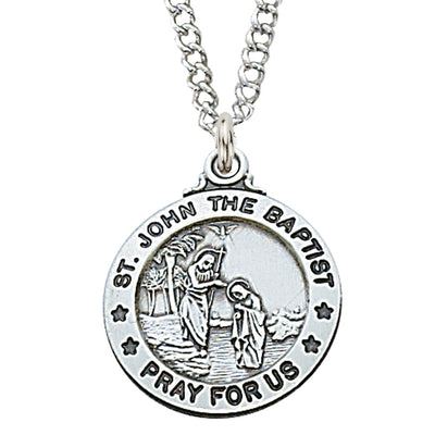St John the Baptist Medal Sterling Silver 3/4