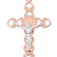 (Jr9203) Rose Gold Ss Two Tone Crucifix - Unique Catholic Gifts