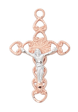 (Jr9210) Rose Gold Ss Two Tone Crucifix - Unique Catholic Gifts