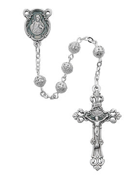 (808sf) 6mm Silver Filagree Rosary - Unique Catholic Gifts