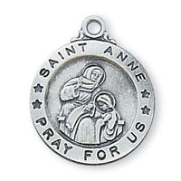 Sterling Silver St Anne Medal (5/8") on 18 chain. Patron Saint of Mothers and Women in Labor - Unique Catholic Gifts
