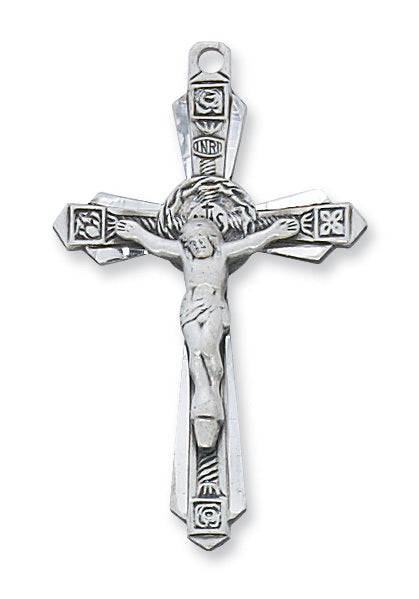 (L6004-20)Sterling Silver Crucifix 20"  Chain & Box - Unique Catholic Gifts