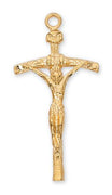 Gold over Sterling Silver Papal Crucifix (1 7/16") on 18" Gold plated chain - Unique Catholic Gifts