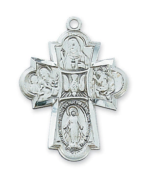 (L28 )  Sterling Silver 4-WAY 24" Chain and Box - Unique Catholic Gifts