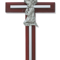 (73-24) 6" Cherry Girl Cross Silver - Unique Catholic Gifts