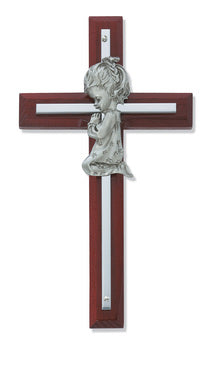 (73-24) 6" Cherry Girl Cross Silver - Unique Catholic Gifts
