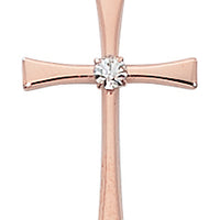 (Jr9207) Rose Gold Ss Cross W/crystal - Unique Catholic Gifts