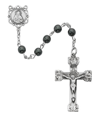 (163lf) Ss 6mm Genuine Hematite Rosary - Unique Catholic Gifts