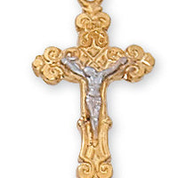 (Jt9103) G/ss Tutone Crucifix W/brite - Unique Catholic Gifts