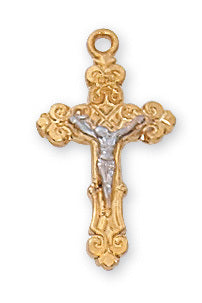 (Jt9103) G/ss Tutone Crucifix W/brite - Unique Catholic Gifts