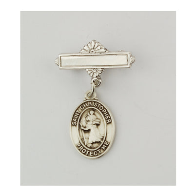 (437l) Ss St. Christopher Rf Baby Pin - Unique Catholic Gifts