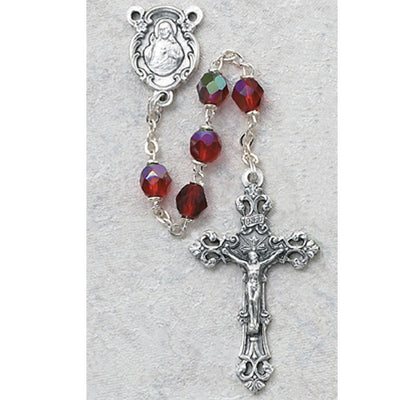 (875-rug) 6mm Ruby/july Rosary - Unique Catholic Gifts