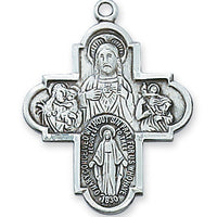 (L566) Sterling Silver 4-way Medal - Unique Catholic Gifts