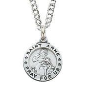 (L600ae) Sterling Silver St. Anne 20" Chain & Box - Unique Catholic Gifts