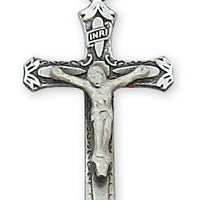 (L8070)Sterling Silver Crucifix 18" Chain and Box - Unique Catholic Gifts