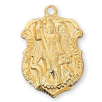 Gold over Sterling Silver St. Michael Shield Medal - Unique Catholic Gifts