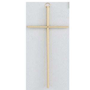 (C510) 10" Plain Solid Brass Cross - Unique Catholic Gifts