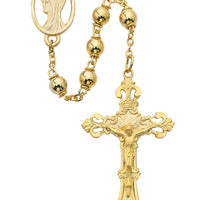 (R144hf) 6mm Gold Plate Metal Rosary - Unique Catholic Gifts