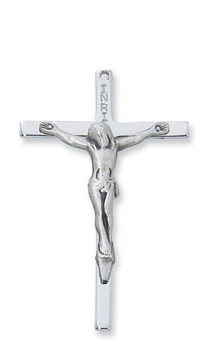 (L6026S)Sterling Silver Crucifix 24"  Chain & Box - Unique Catholic Gifts